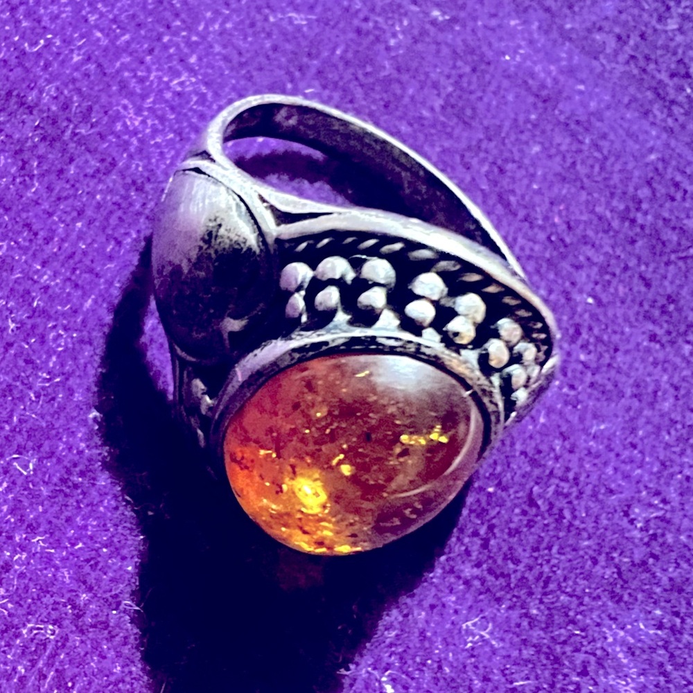 Genuine Amber silver ring 7